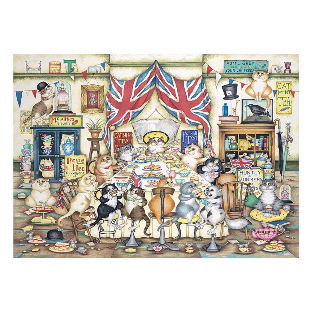Crazy Cats Afternoon at Tiddles 1000pc Jigsaw Puzzle Extra Image 1