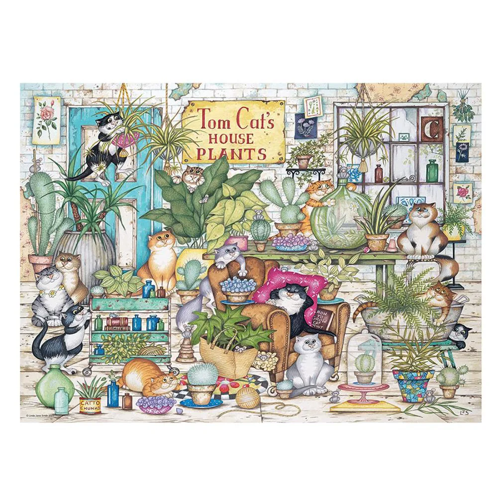 Crazy Cats - Tom Cat’s House Plants 500pc Jigsaw Puzzle Extra Image 1