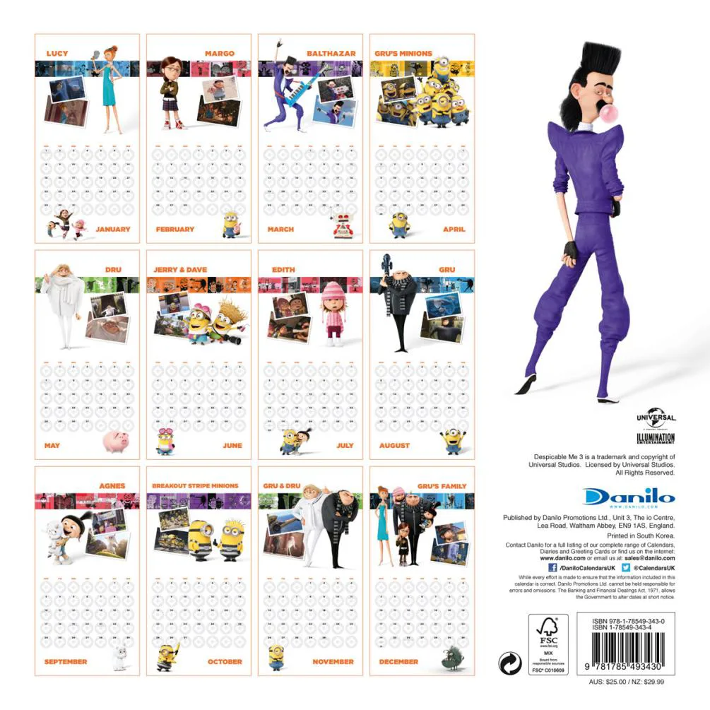 Despicable Me 3 Official 2018 Square Calendar Extra Image 1