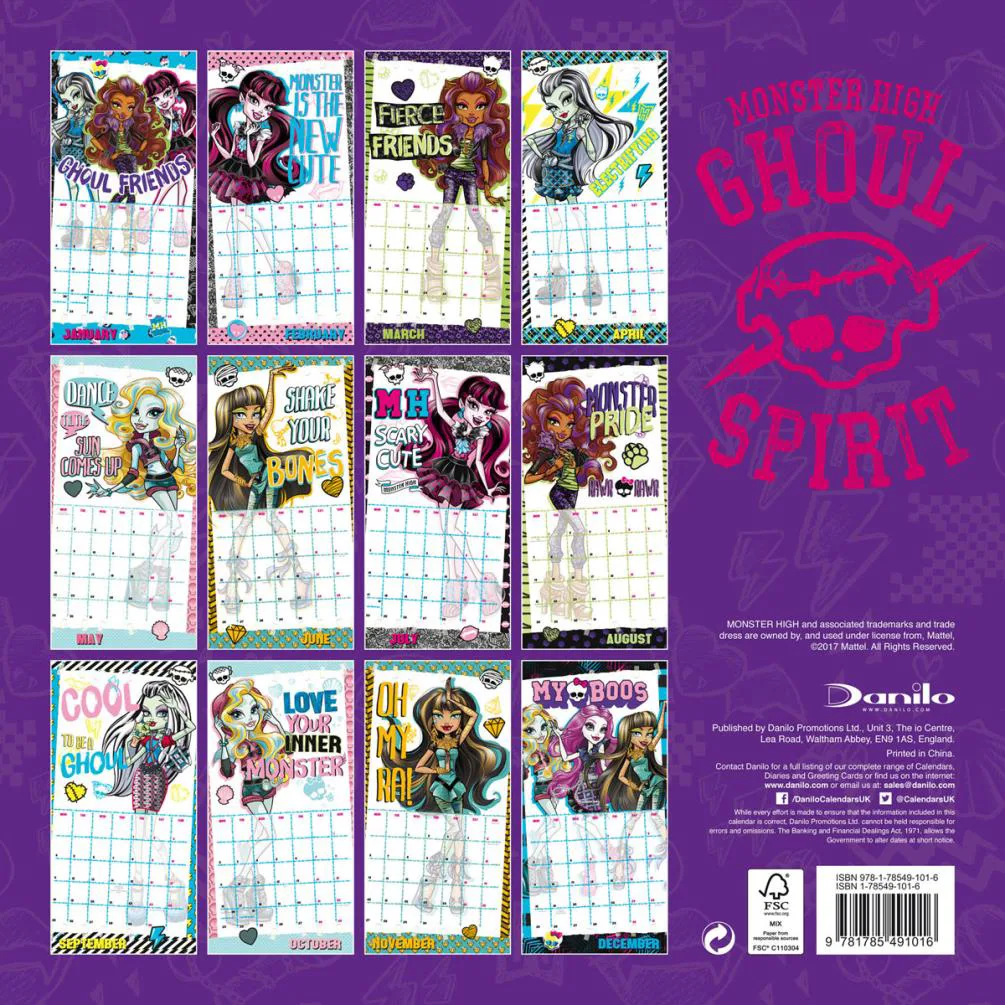 Monster High 2017 Square Calendar Extra Image 1