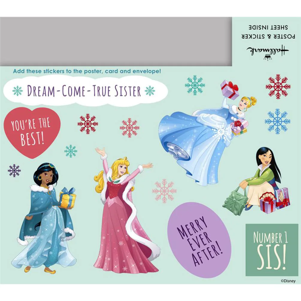 Sister Disney Princess Christmas Card With Poster & Sticker Sheet Extra Image 2