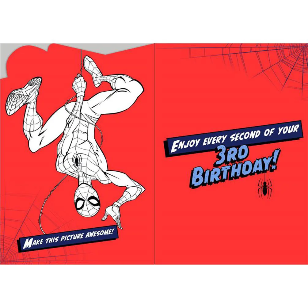 You're 3 Spiderman 3rd Birthday Card Extra Image 1