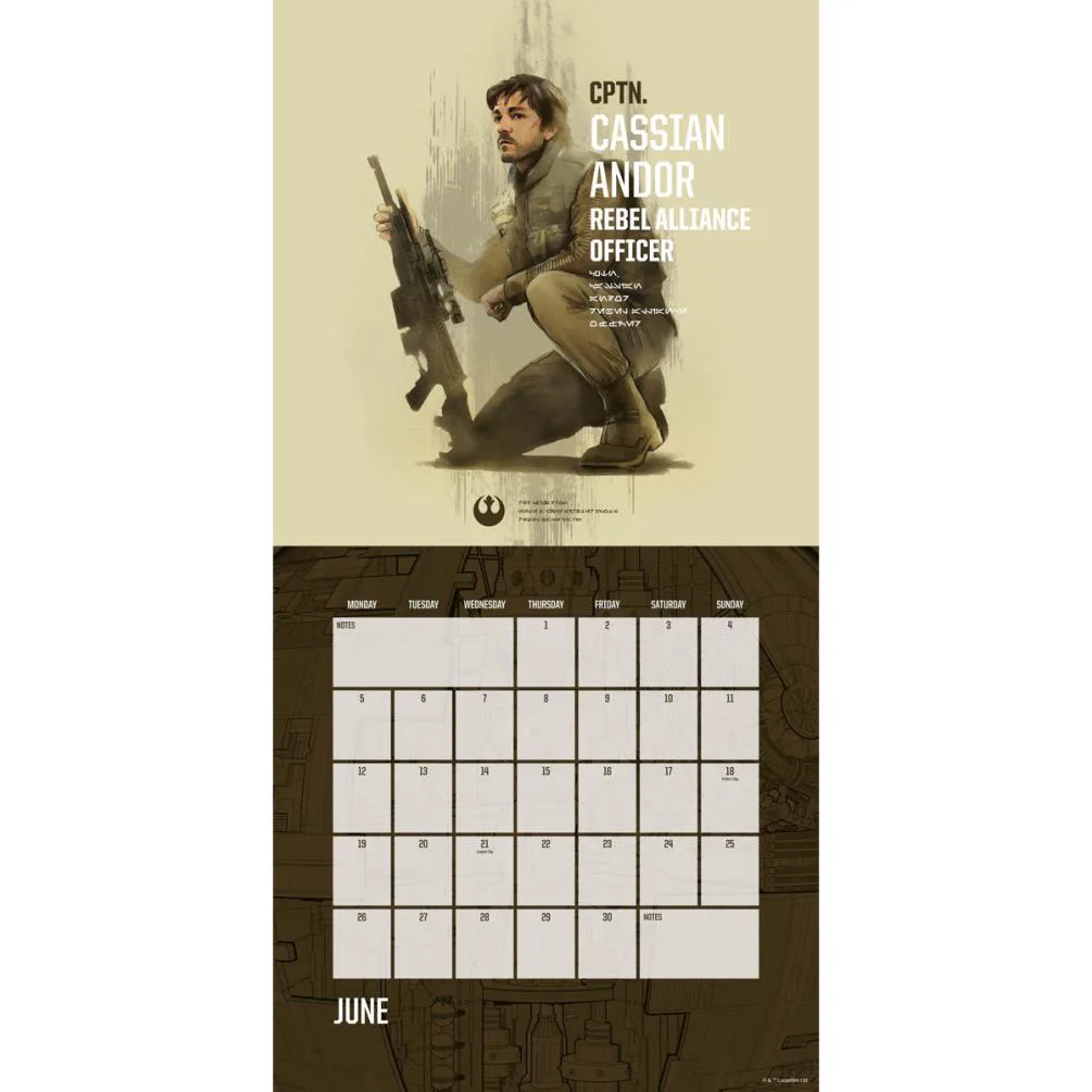 Star Wars Rouge One 2017 Square Calendar Extra Image 2