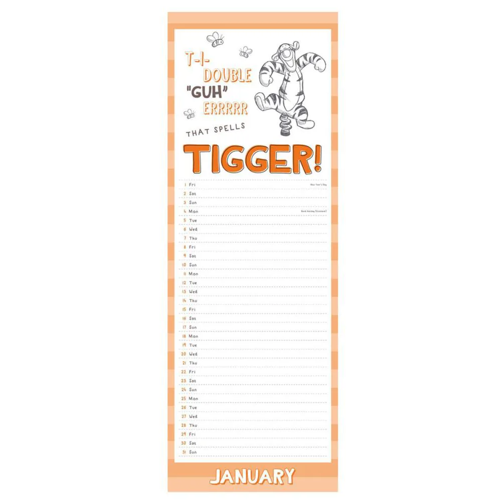 Winnie The Pooh Tigger 2021 Official Slim Calendar Extra Image 1