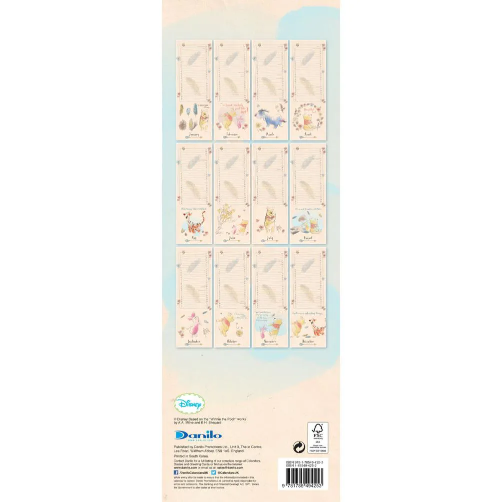 Winnie the Pooh Official 2018 Sketch Slim Calendar Extra Image 1