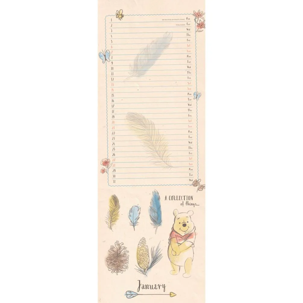 Winnie the Pooh Official 2018 Sketch Slim Calendar Extra Image 2