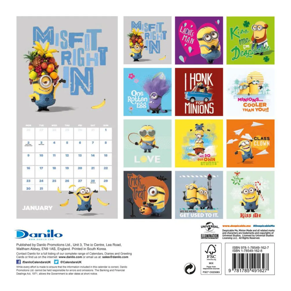 Minions 2017 Mini Square Calendar Extra Image 1