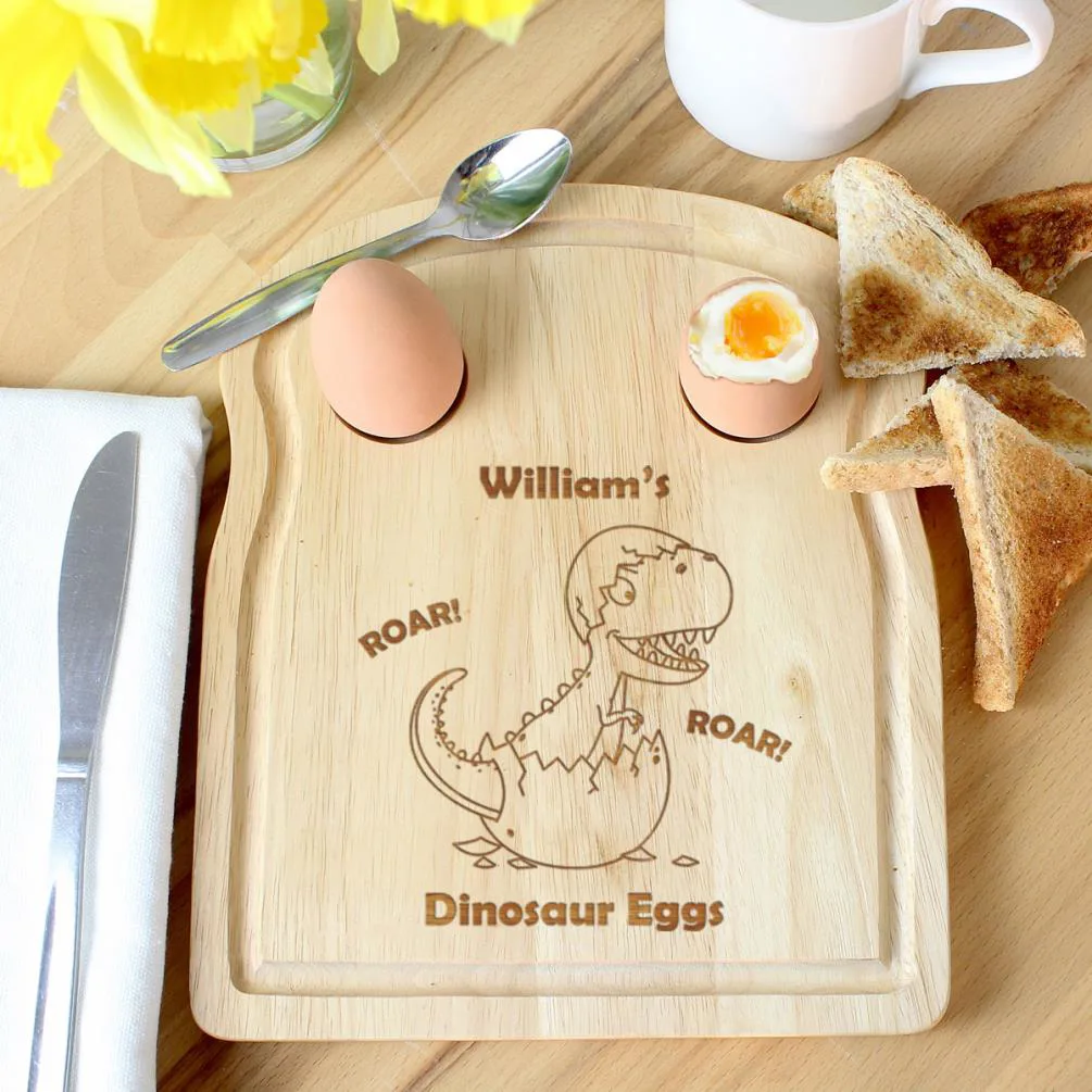 Personalised Dinosaur Kids Egg & Toast Board Extra Image 1