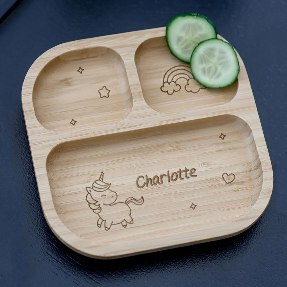 Personalised Unicorn Kids Bamboo Suction Plate Extra Image 3