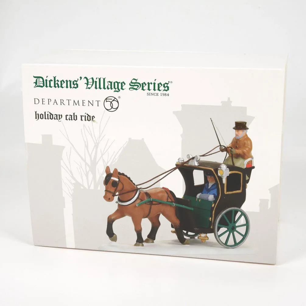 Dickens Village Holiday Cab Ride Christmas Figurine Extra Image 1