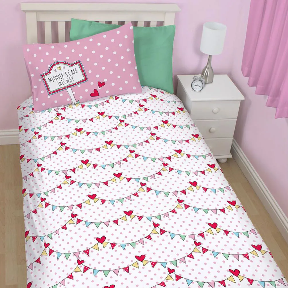 Minnie Mouse Cafe Reversible Single Duvet Cover Set Extra Image 1
