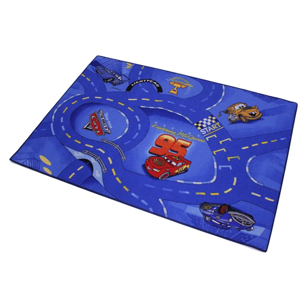 Disney Cars World Of Cars Blue Race Track Rug Extra Image 1