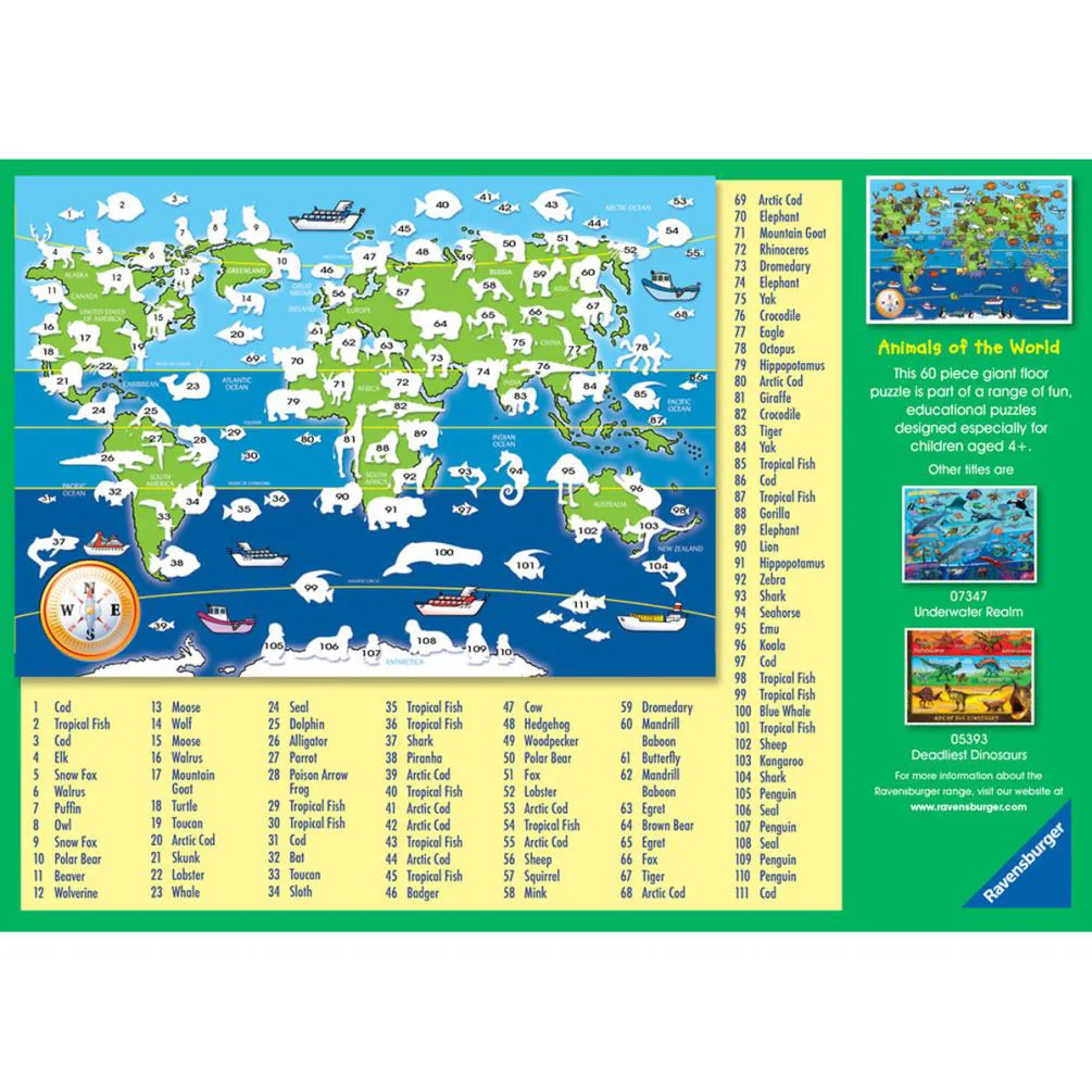 Animals of the World 60pc Giant Floor Puzzle Extra Image 1