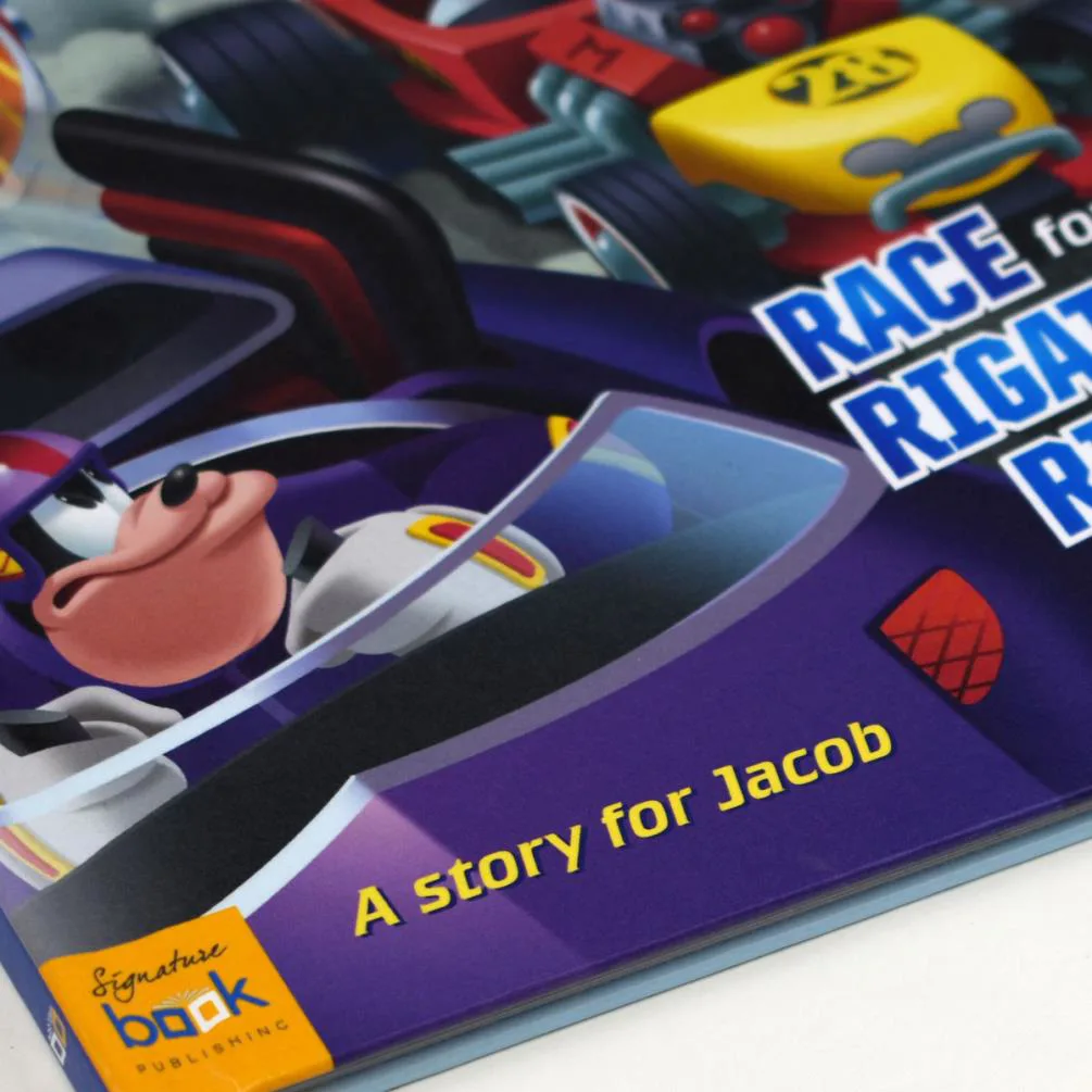 Personalised Disney Jr Mickey And The Roadster Racers Hardback Story Book Extra Image 1