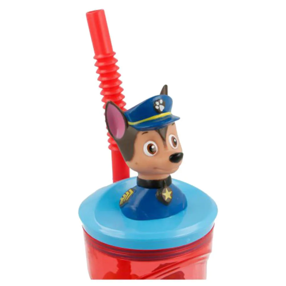Paw Patrol Chase 3D Figurine Red Tumbler with Straw Extra Image 1