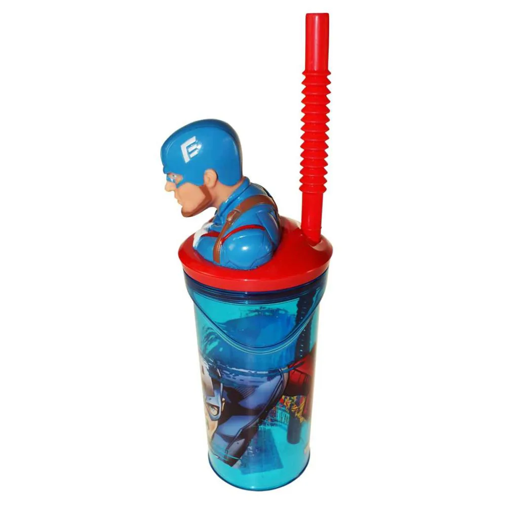 Marvel Captain America 3D Figurine Tumbler with Straw Extra Image 1