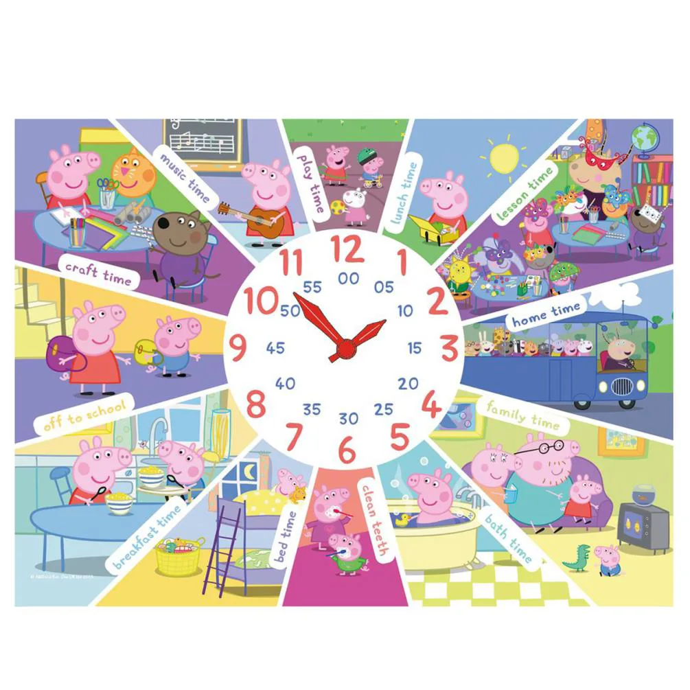 Peppa Pig 60pc Tell The Time Clock Jigsaw Puzzle Extra Image 1