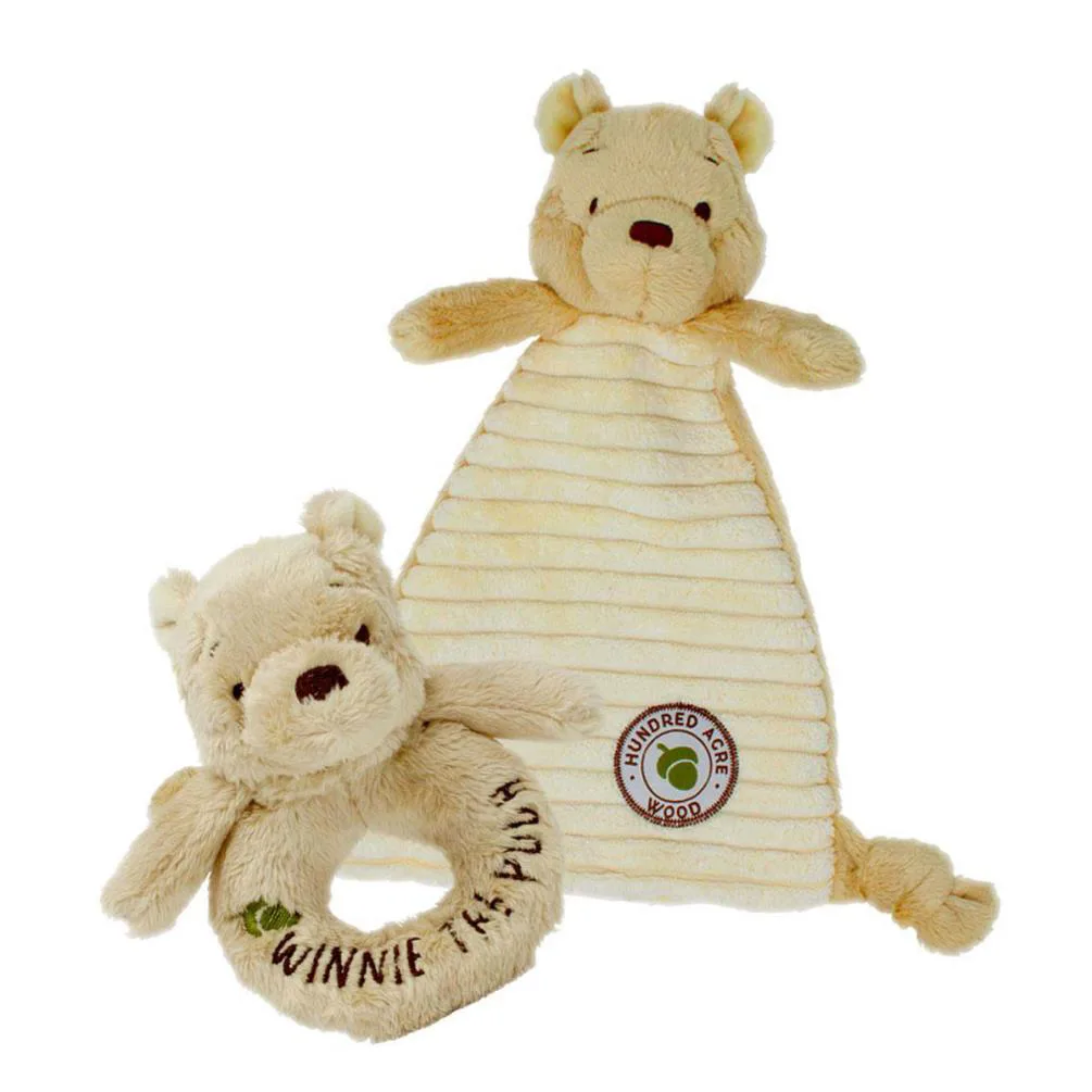 Classic Winnie The Pooh Baby Comforter & Rattle Gift Set Extra Image 1