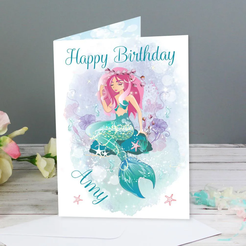 Personalised Mermaid Greetings Card Extra Image 1