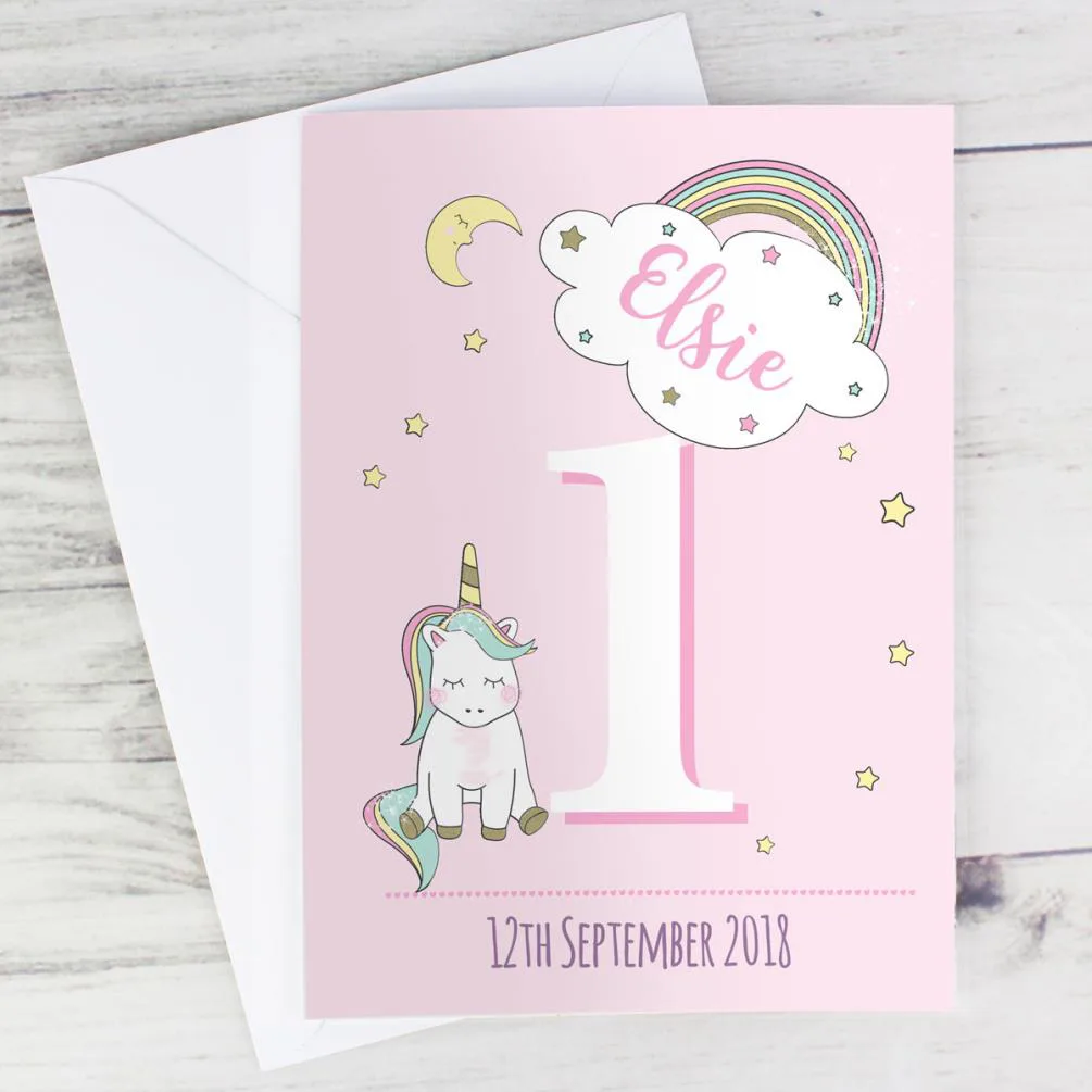 Personalised Baby Unicorn Birthday Age Card Extra Image 2