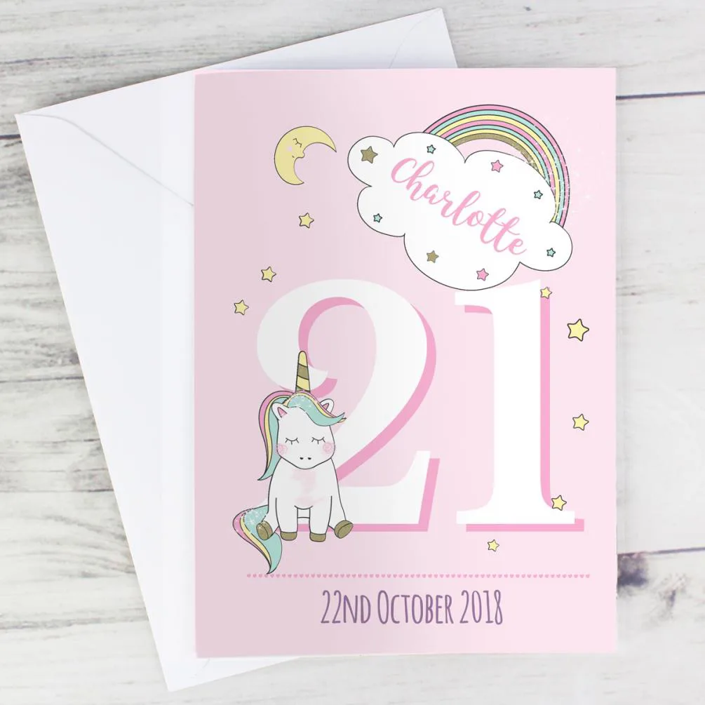 Personalised Baby Unicorn Birthday Age Card Extra Image 3