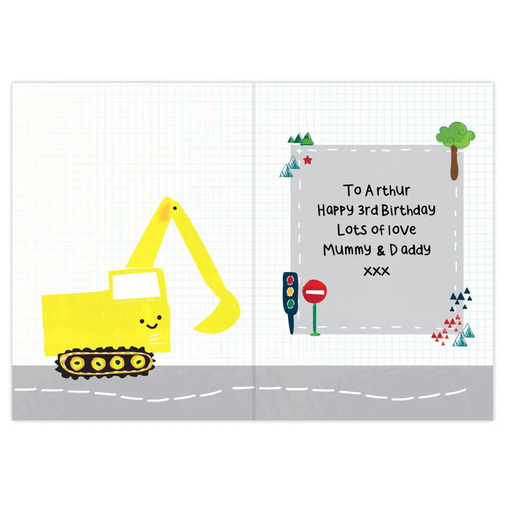 Personalised Digger Birthday Card Extra Image 1