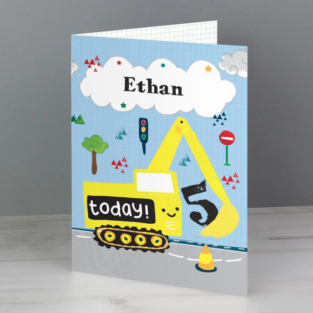 Personalised Digger Birthday Card Extra Image 2