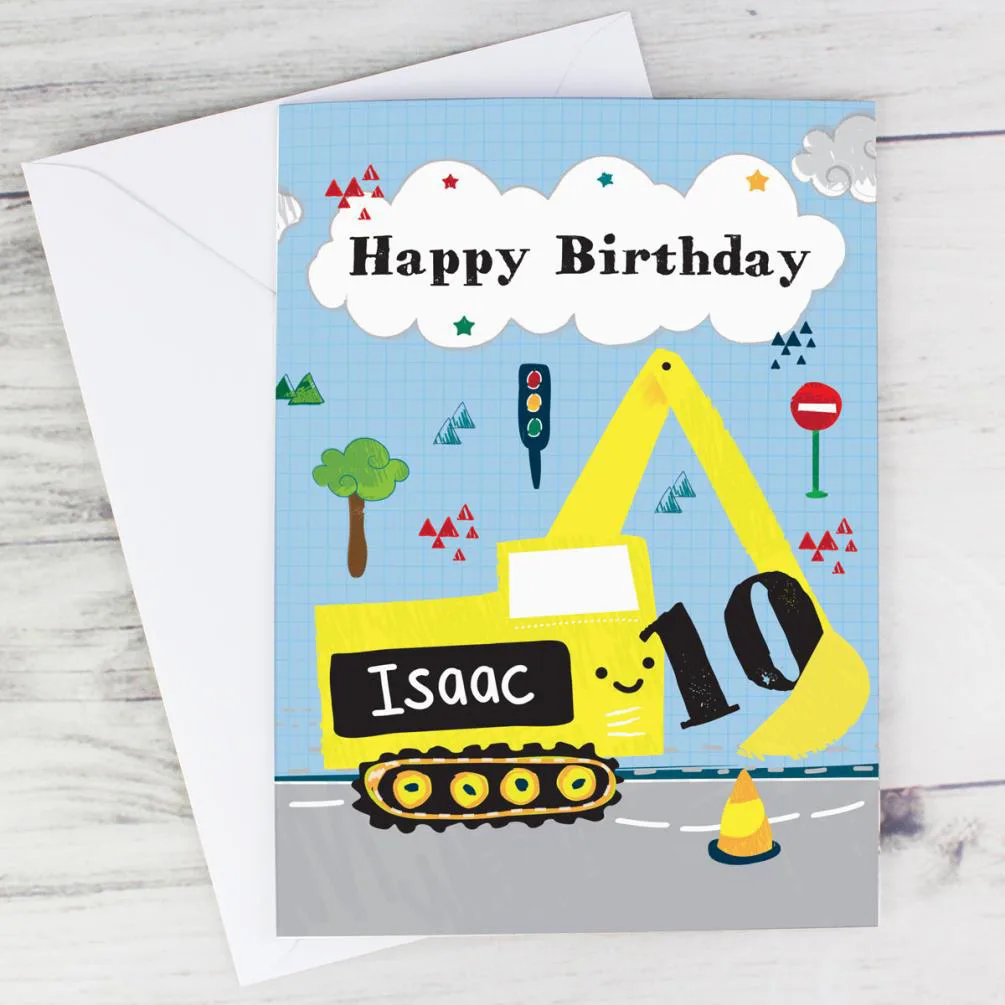 Personalised Digger Birthday Card Extra Image 3