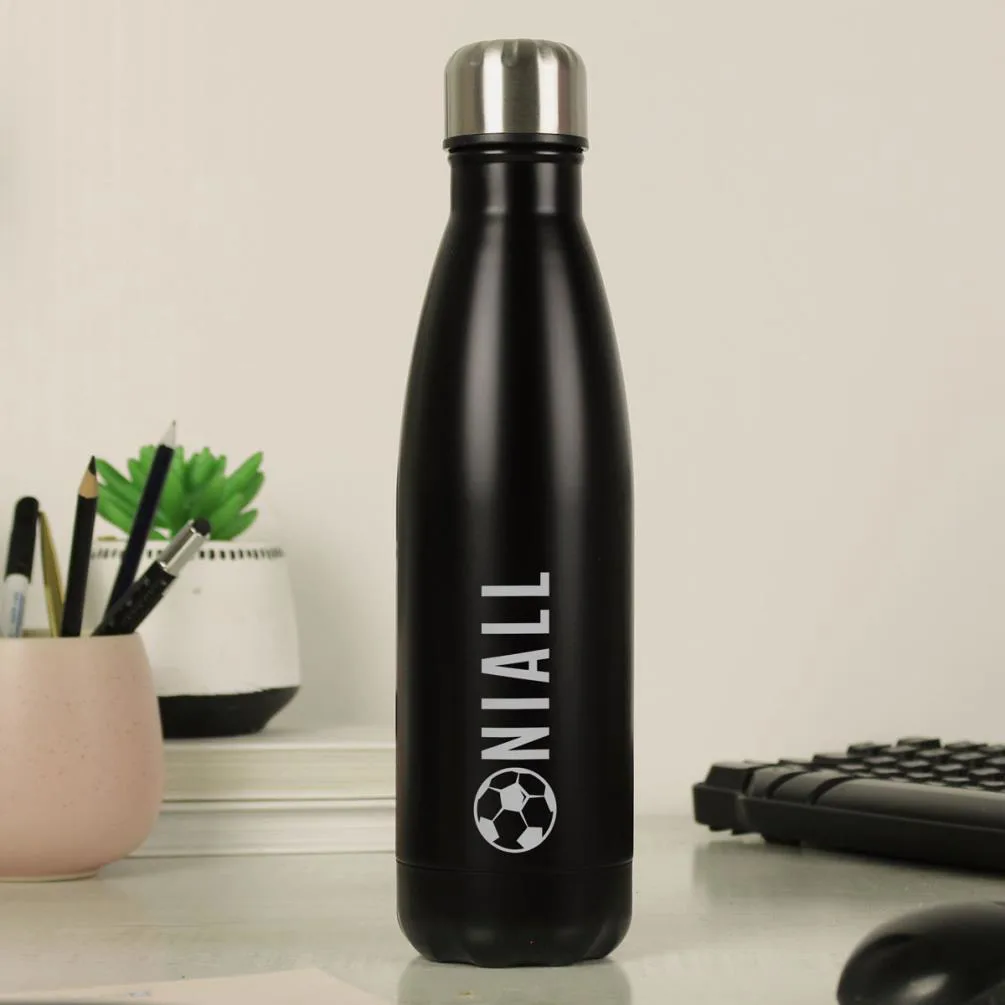 Personalised Football Black Metal Insulated Drinks Bottle Extra Image 2