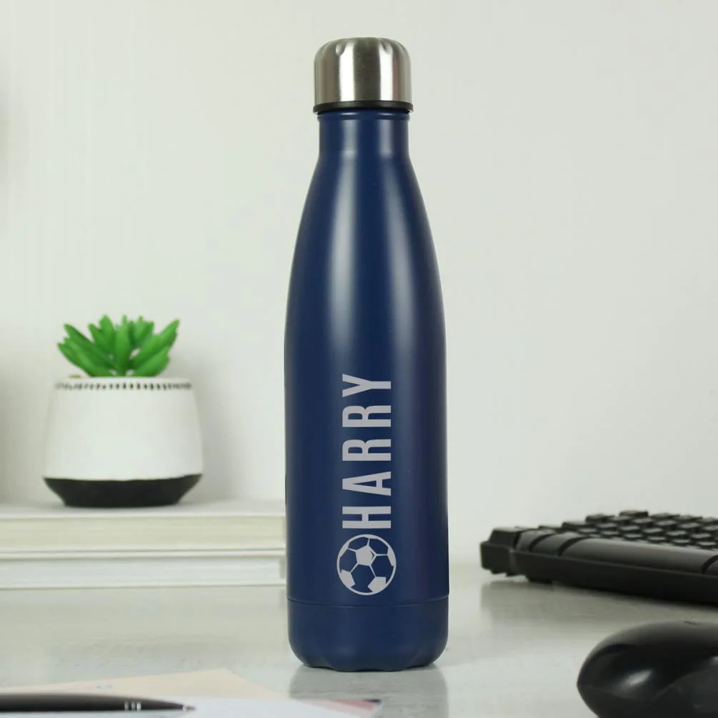 Personalised Football Navy Metal Insulated Drinks Bottle Extra Image 2