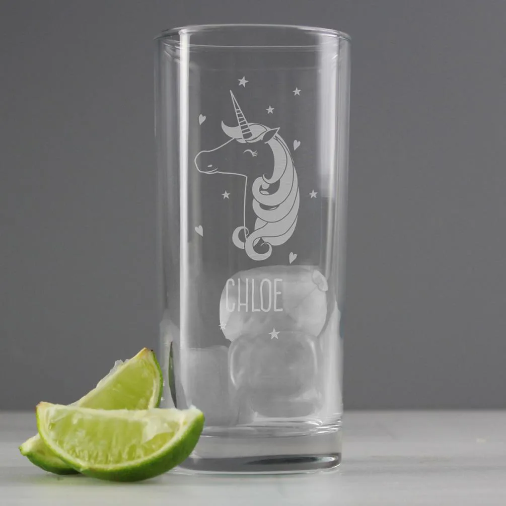 Personalised Unicorn Engraved Hi Ball Glass Extra Image 1