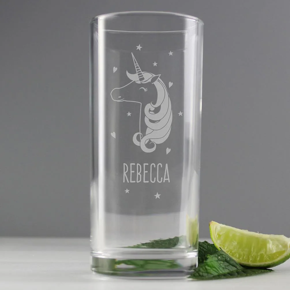 Personalised Unicorn Engraved Hi Ball Glass Extra Image 2