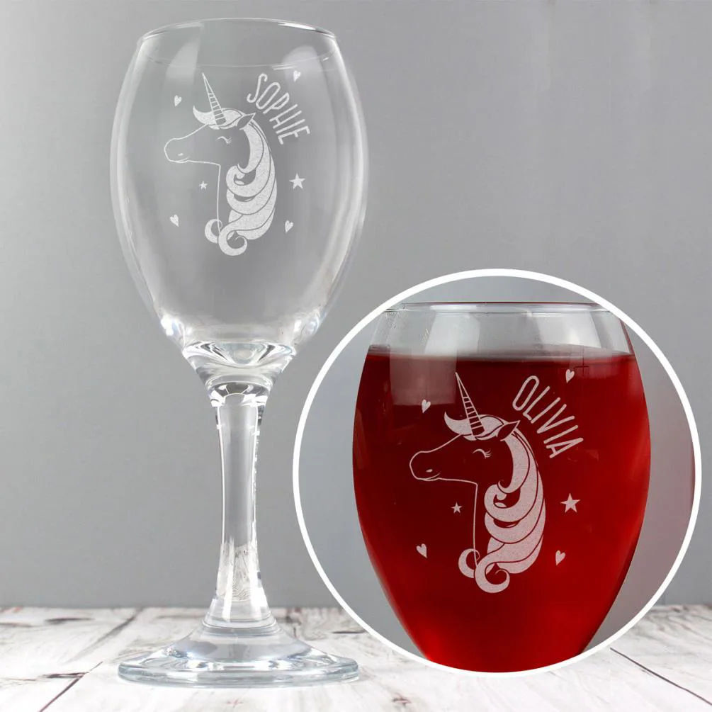 Personalised Unicorn Engraved Wine Glass Extra Image 1