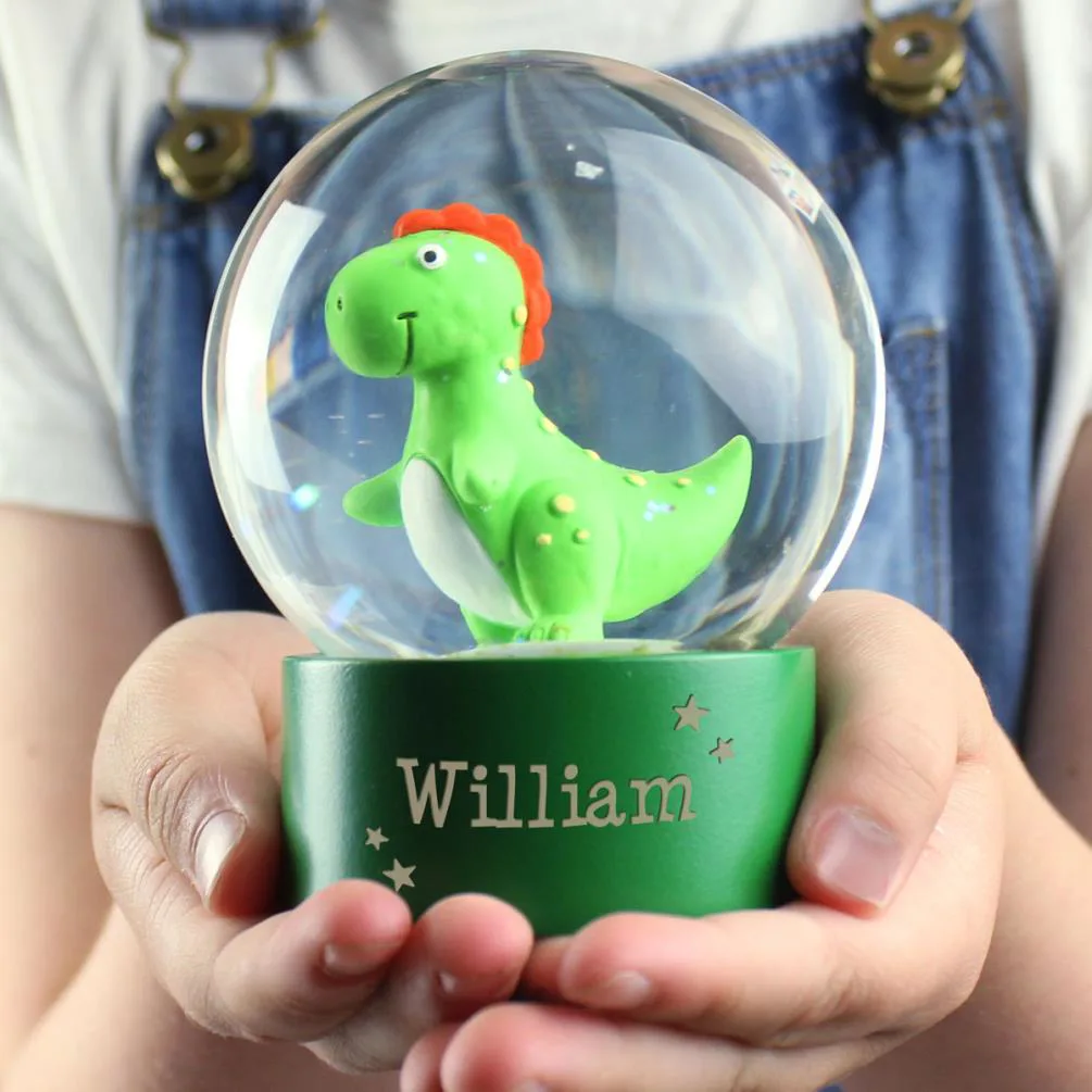 Personalised Dinosaur Glitter Snow Globe Extra Image 1