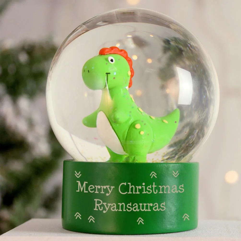 Personalised Dinosaur Glitter Snow Globe Extra Image 1