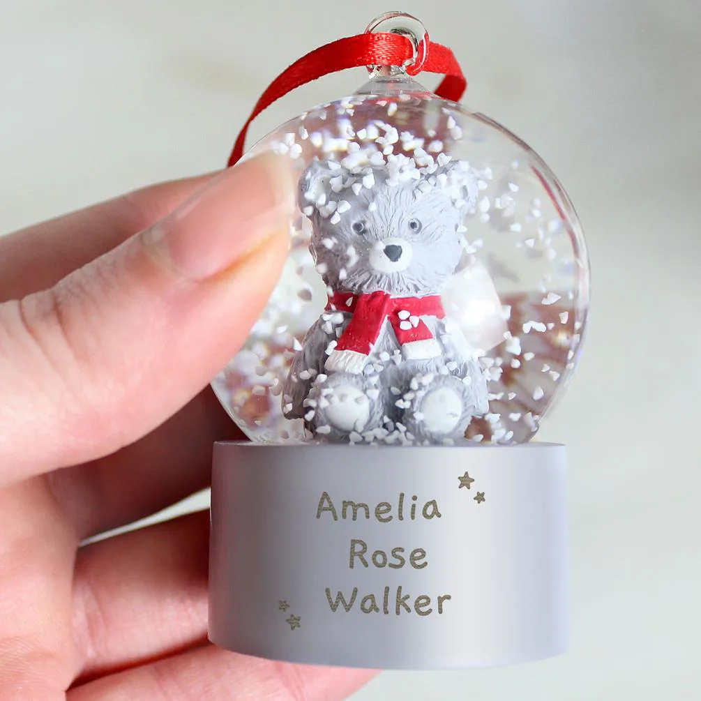 Personalised Teddy Bear Glitter Snow Globe Tree Decoration Extra Image 1