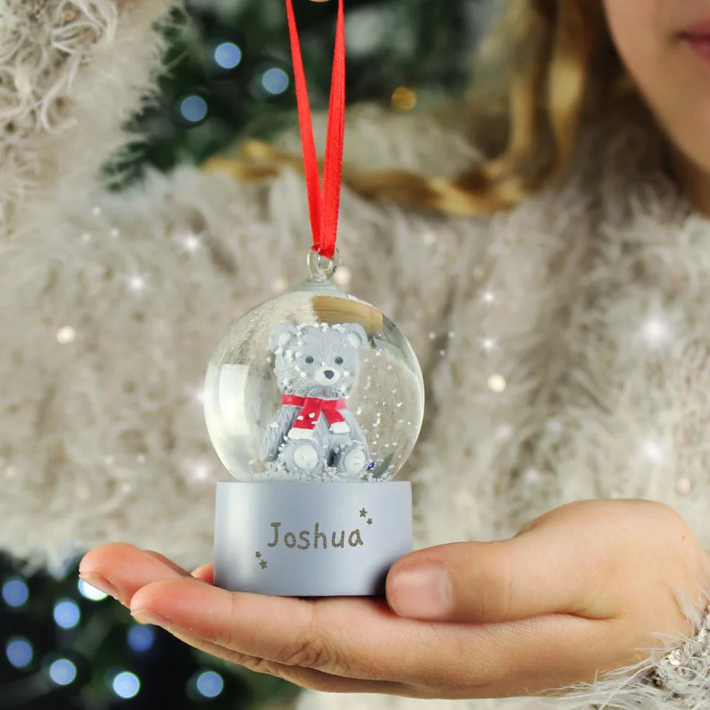 Personalised Teddy Bear Glitter Snow Globe Tree Decoration Extra Image 1