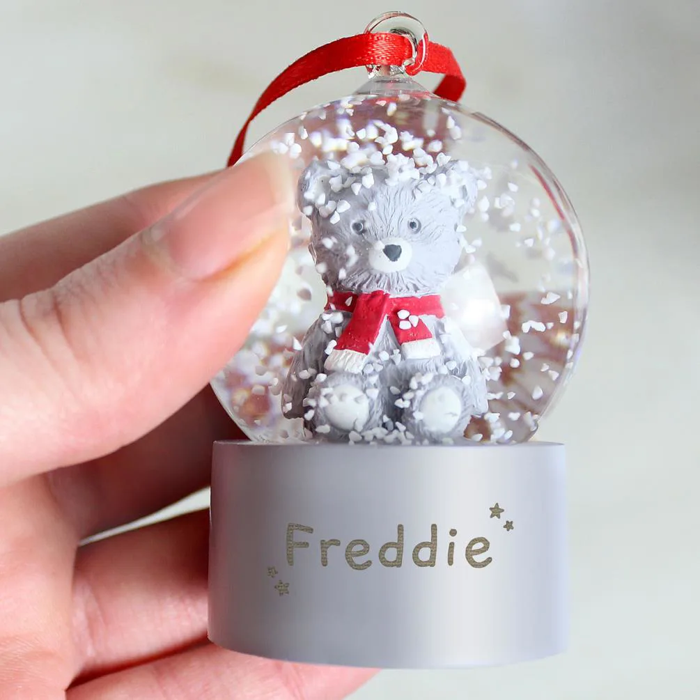 Personalised Teddy Bear Glitter Snow Globe Tree Decoration Extra Image 3