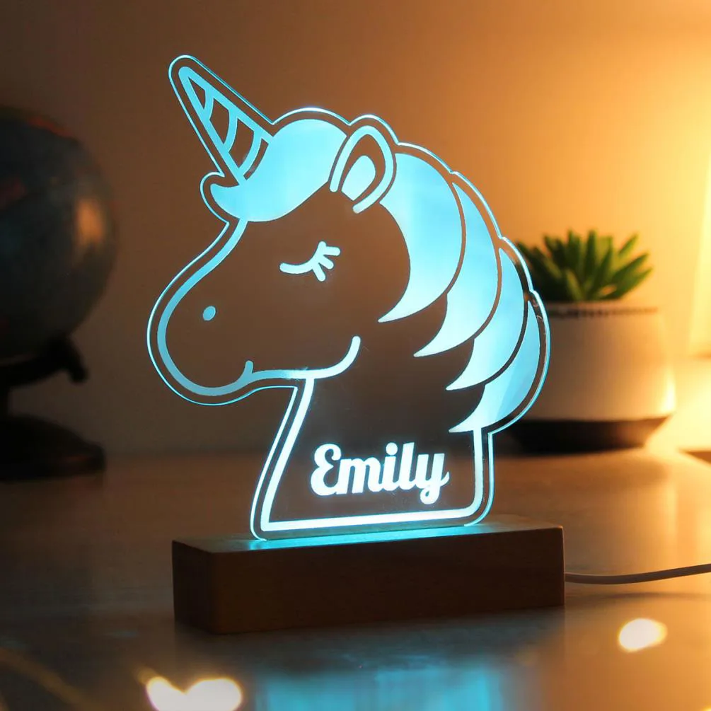 Personalised Unicorn Wooden Based Colour Changing LED Light Extra Image 1