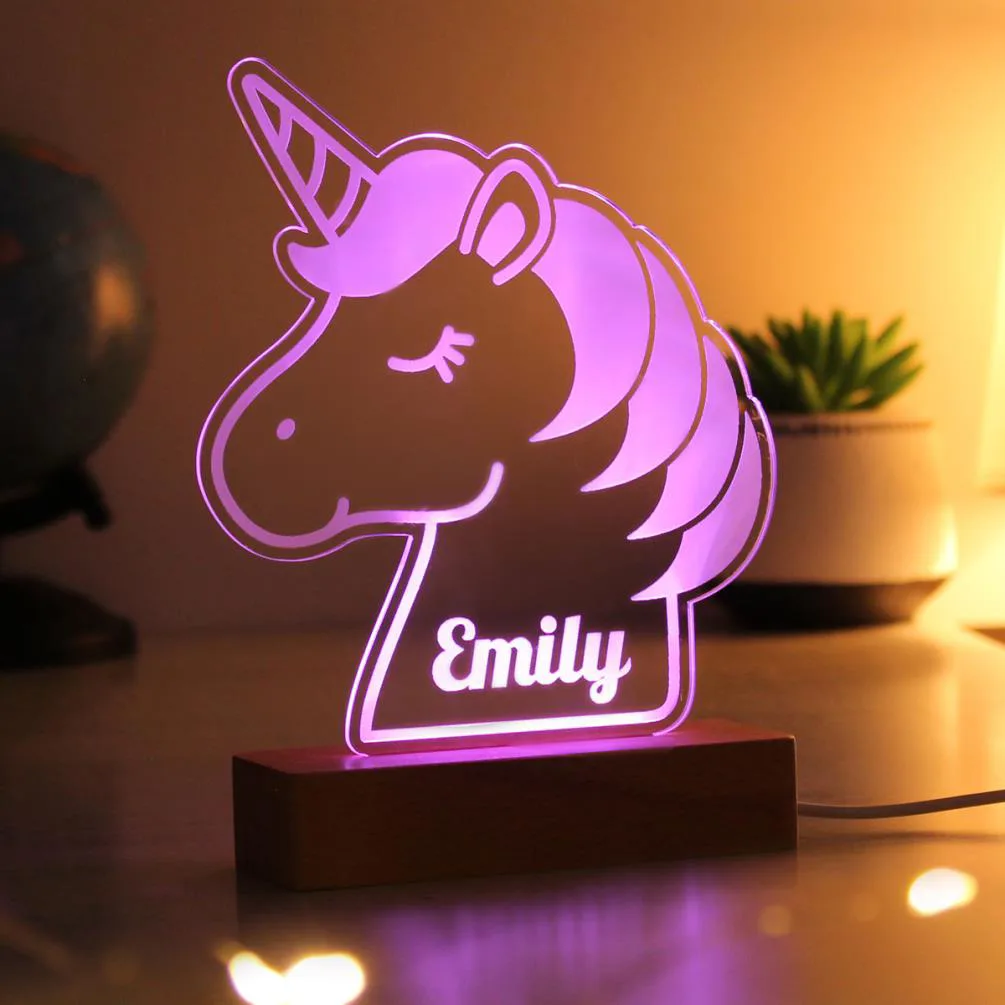 Personalised Unicorn Wooden Based Colour Changing LED Light Extra Image 2