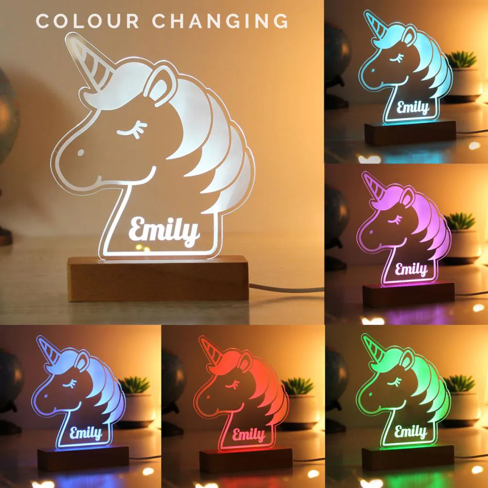 Personalised Unicorn Wooden Based Colour Changing LED Light Extra Image 3