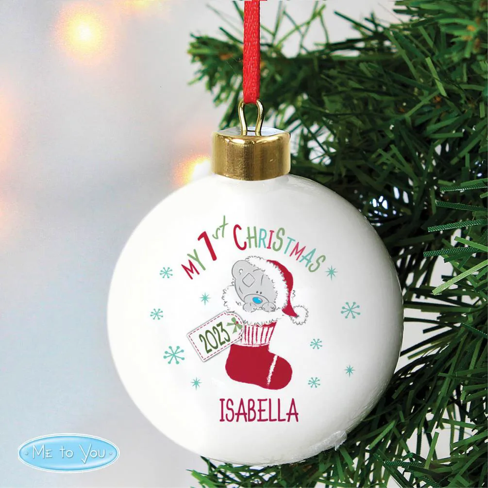 Personalised My 1st Christmas Tiny Tatty Teddy Stocking Bauble Extra Image 1