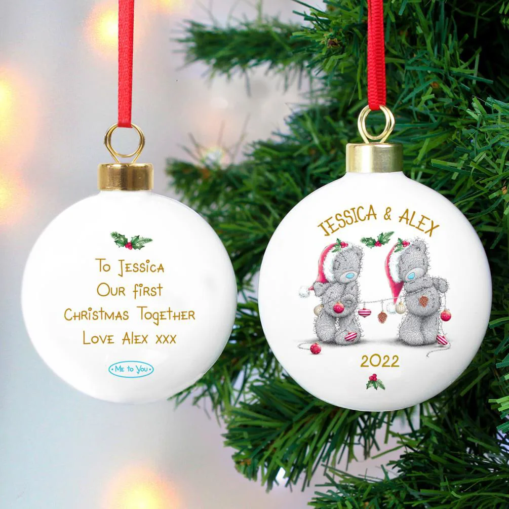 Personalised Me to You Bear Christmas Couples Bauble Extra Image 1