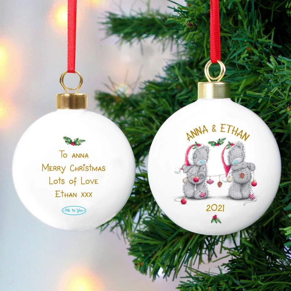 Personalised Me to You Bear Christmas Couples Bauble Extra Image 2