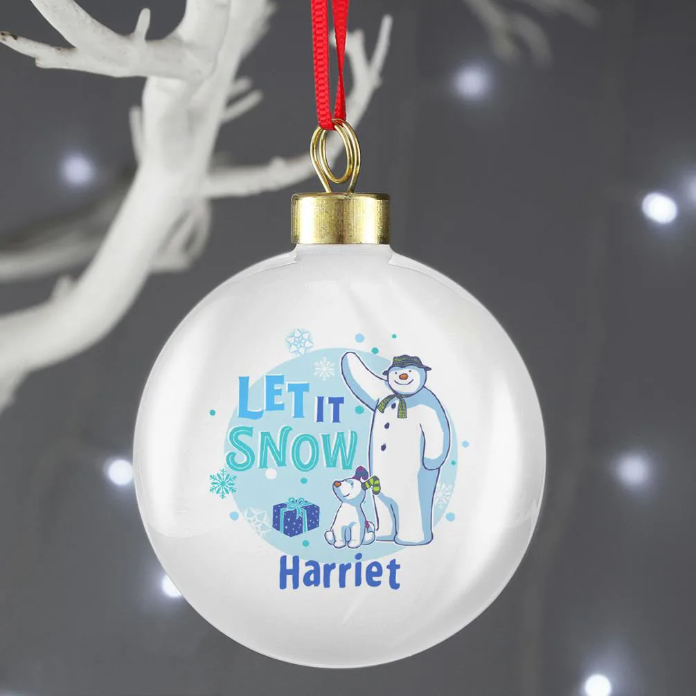 Personalised The Snowman & The Snowdog Blue Bauble Extra Image 2