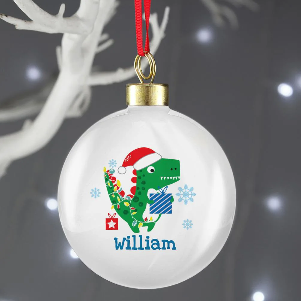 Personalised Dinosaur Have a Roarsome Christmas Bauble Extra Image 2