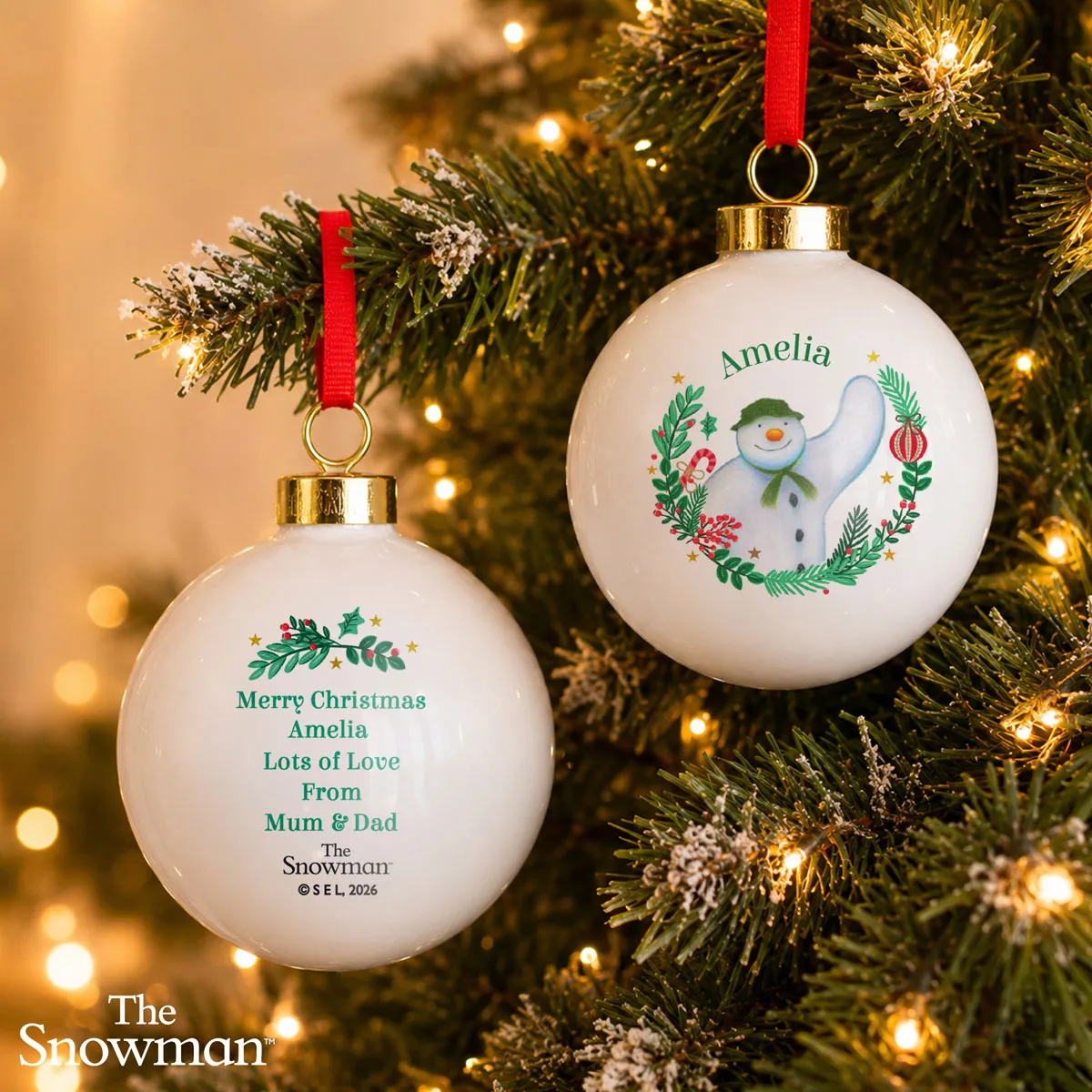 Personalised The Snowman Christmas Wishes Bauble Extra Image 3