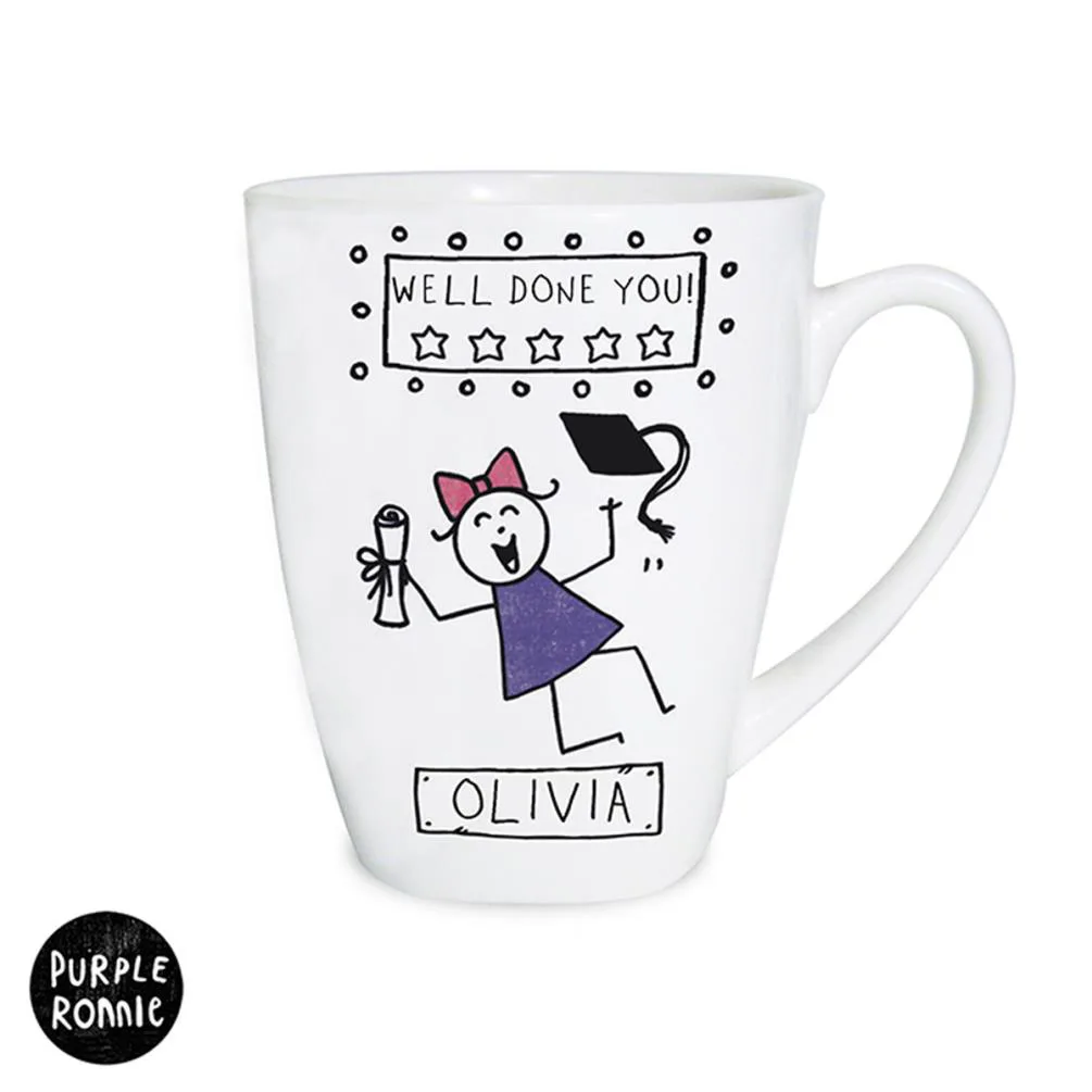 Personalised Purple Ronnie Female Graduation Latte Mug Extra Image 1