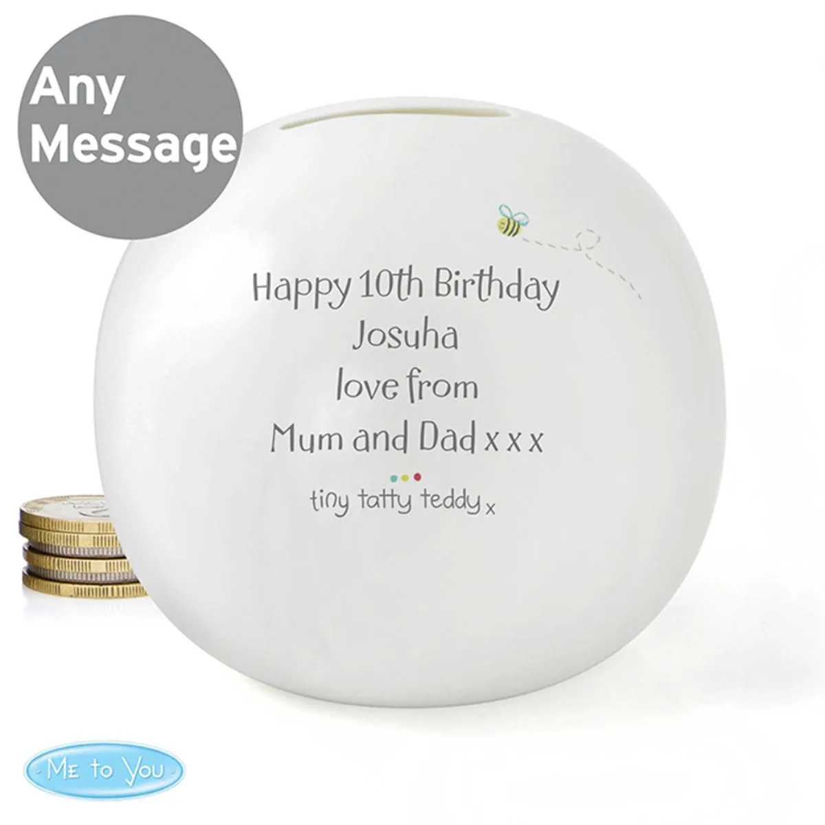 Personalised Tiny Tatty Teddy Cuddle Bug Money Box Extra Image 2