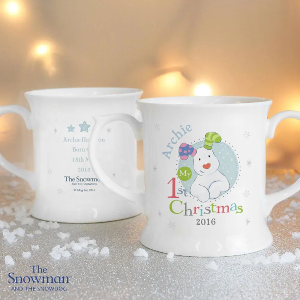 Personalised The Snowdog My 1st Christmas Blue Loving Mug Extra Image 3